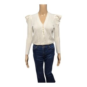 Veronica Beard Cream V-Neck Sweater